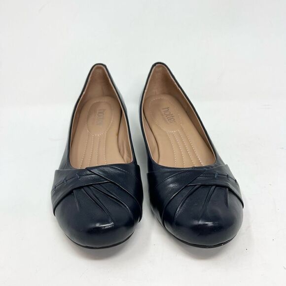 Hotter Petunia Pumps Womens 8.5 Navy Blue Slip-On Wedge Heel Round Toe - Picture 4 of 10